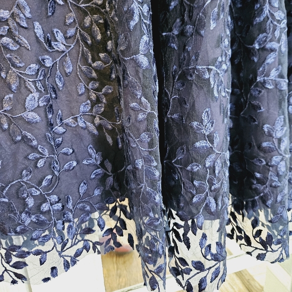 NWT Sau Lee Ambrose Floral Embroidered Bustier Midi Navy Blue Cocktail Dress 2 - Picture 8 of 16